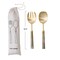 Hello Honey 2-Piece Stainless Steel Salad Servers with Marbled Resin Handles, Gold Finish